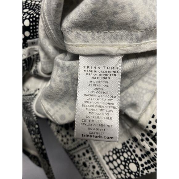 Trina Turk Trinidad Blazer Women’s 4 Terrazzo Tile Geometric Print White Stretch - Picture 6 of 6